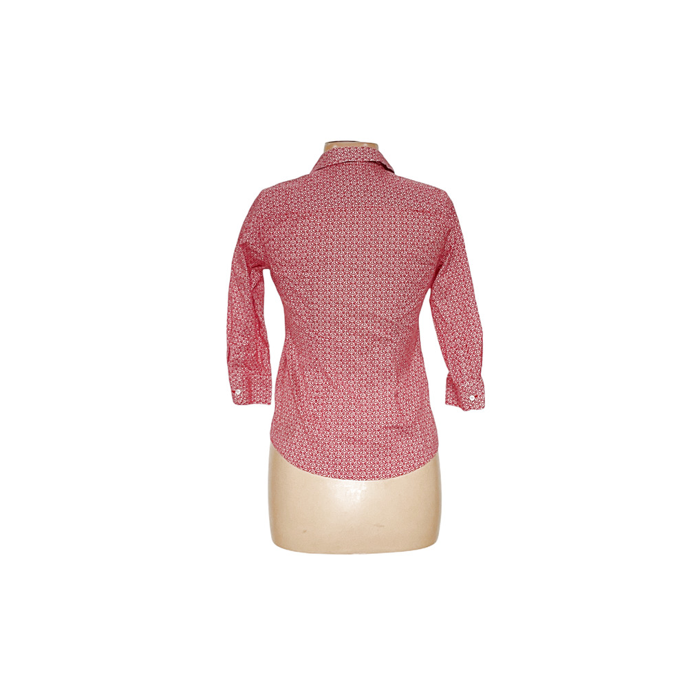 Talbots Red Graphic Print Button-Up Top - image 2